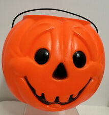 1970’s General Foam Plastics Orange Pumpkin Pail Bucket Blow mold USA Halloween picture