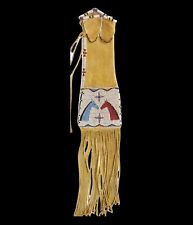Indian Beaded Native American Sioux Plains Pipe Tabaco Bag Elk Hide Bag picture