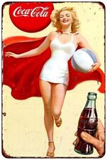 beautiful lady coca cola girl Vintage Look Reproduction metal sign wall art picture