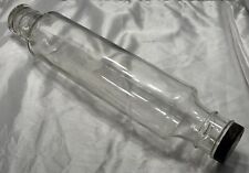 VINTAGE CLEAR GLASS ROLLING PIN Metal Screw Cap- 14”- Great Condition picture
