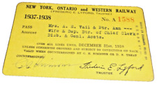 1937-1938 NEW YORK ONTARIO & WESTERN NYO&W EMPLOYEE PASS #1588 picture