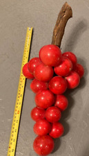 Vintage MCM ITALIAN ALABASTER RED LARGE GRAPE BUNCH on DRIFTWOOD picture