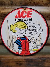 VINTAGE ACE HARDWARE PORCELAIN SIGN 1951 SUPPLY TOOL CARTOON BOY OLD ADVERTISING picture