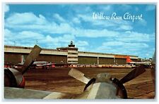 c1960's Willow Run Airport Seen From Steps Leading Detroit Michigan MI Postcard picture
