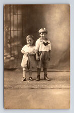 RPPC Studio Portrait of Alexander & Eddie Dzialo Young Boys Brothers Postcard picture