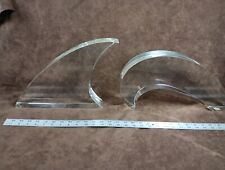 Scarce MCM Set of 2 Lucite Acrylic Fin and Wave Sculpture Ritts Astrolite picture