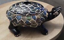 Vintage 1940 Mexican Folk Art  Tlaquepaque Turtle Lidded Casserole picture