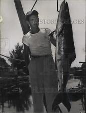 1951 Press Photo Jimmy Renner shot 53-pound Cobia with underwater spear-gun. picture
