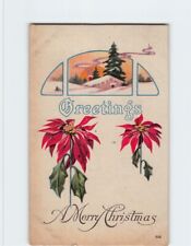 Postcard A Merry Christmas, Greetings with Flowers Art Print picture