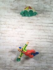 Vtg 70s  large 34'' paper mache parachute flying circus clown hanging figurine picture