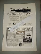 Chris-Craft Boat, Leica Camera Vintage 1929 6x10 Magazine Ad picture