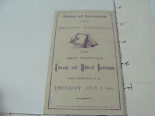original  1869 NEW HAMPTON order of Exercises Card -- NH 16th anniv.  picture