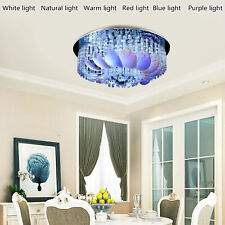 Round Flower-shape Crystal Chandelier Pendant Flush Mount Ceiling Light Fixture picture