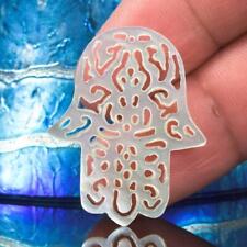 Hamsa Hand Amulet Carving Mother-of-Pearl Shell Filigree Open Cut Work 1.28 g picture