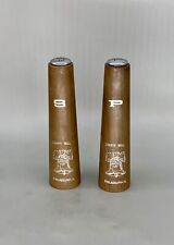 Vintage Danish  Modern MCM Tall Salt & Pepper Shakers Wood Liberty Bell Philly picture