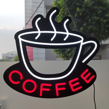 LED Neon Coffee Sign 21X20 Inches Ultra Bright Silicone Neon with Plastic Black  picture