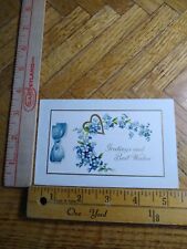 Postcard - Embossed Ribbon & Flowers Print - Greetings and Best Wishes picture
