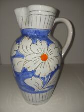 STUNNING ITALIAN POTTERY HAND PAINTED PITCHER Vintage picture