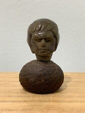 Vintage Antique Unusual Possibly Asian Small Miniature Wood Bust Figurine of Man picture