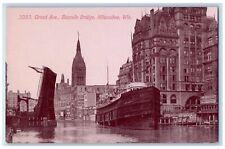 c1950 Grand Avenue Bascule Bridge Passenger Ship On Board Milwaukee WI Postcard picture