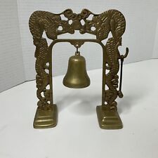 Vintage Double Dragon Brass Bell Hanging Hammer Striker Korea Chinese Oriental picture
