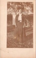 ARISTO Real Photo Postcard PA Mercer Young Woman in Front of Home ~1910 S117 picture