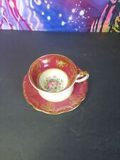 EB Foley Bone China Tea Cup and Saucer Red White Gold Floral RARE Numbered picture