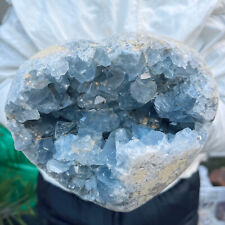 8.2lb Large Natural Blue Celestite Crystal Geode Quartz Cluster Mineral Specime picture