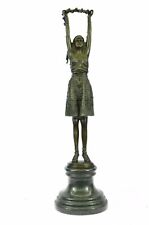 Chiparus Dancer Signed Bronze Marble Art Deco Figurine Roarin’ 20s Flapper Art picture