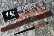 Marbles MR429 WWII Devils Brigade V-42 Replica Double Edge Dagger Leather Sheath picture
