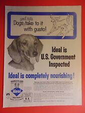 1961 IDEAL DOG FOOD Dogs take to it with gusto photo print ad picture