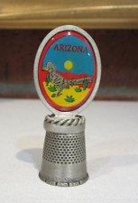 Vintage ARIZONA Souvenir Thimble by FORT - Metal - Multi Color Oval Piece on Top picture