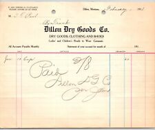 Dillon Dry Goods Co. Montana Ladies' and Children's Ready to Wear 1911 Billhead picture