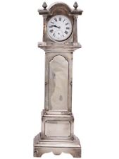Antique Sterling Silver Grandfather Clock Station 10.5” H With Pocket Watch picture