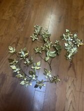 Gold Wall Art Vintage Brass Copper Leaves Hummingbird Set Of 3 (see Description) picture