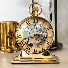 Vintage style Trophy Brass Desk Clock Mechanical Table top Decorative picture