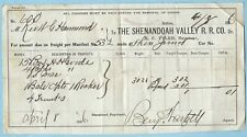 Shenandoah Valley RR 1886 Freight Receipt picture