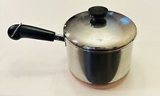 Vtg 1801 Revere Ware 2 Qt Copper Bottom Stainless Saucepan w/Lid Rome NY USA picture