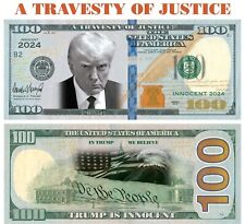 100 pack Trump INNOCENT A Travesty Of Justice  Dollar Bills Funny Money Maga picture