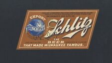 WISCONSIN REVENUE ON LABEL SCHLITZ EXPORT BEER PRE-PROHIBITION PUNCHED USED picture