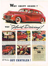 Vintage 1940 Magazine Ad Chrysler Why Shift Gears Try Fluid-Driving Buy Chrysler picture