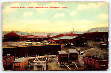 1911 Postcard Ringling Bros Circus Headquarters Bridgeport Conn Railroad Cars A5 picture