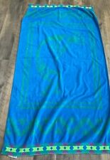 Vintage Royal blue Green Warrior Dancer Terry Retro Large Beach Towel picture