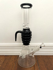 12.5” Premium Glass Water Pipe Black Gernade Beaker Bottom 14mm picture