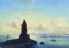 Oil painting Alexei-Bogoliubov-The-Lighthouse-in-Revel landscape picture