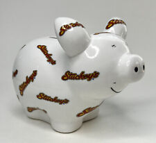 Stucky's Branded Vintage Piggy Bank Ceramic White With Stopper. Rare Retired picture