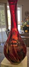 Vintage Hand Blown Red Glass Vase By Pier One                                 A1 picture