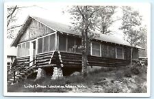 POSTCARD RPPC Lister Cottages Lake Avalon Hillman Michigan 1948 Log Cabin picture