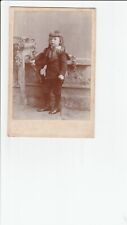 Antique 1885 Cabinet Card LITTLE BOY BANGS,RINGLET HAIR, WALKING STICK,S.F. CAL picture
