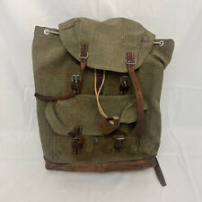 Vintage Swiss Army Backpack Rucksack Canvas Leather Salt & Pepper 1957 *READ* picture